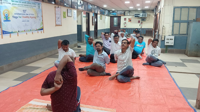 Yoga Day celebrations at Bridge and Roof company